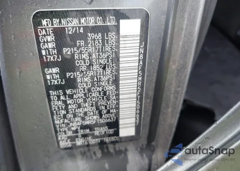 2015 Nissan Juke S из США, поврежденный, VIN JN8AF5MR5FT506637